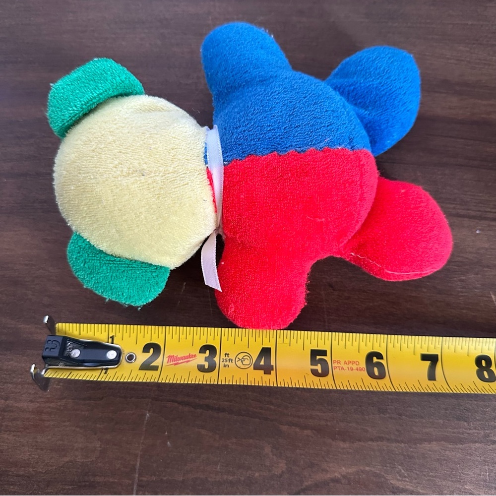 Vintage Eden Teddy Bear Plush Baby Rattle Toy Primary Colorblock Terrycloth 7” - Picture 4 of 6